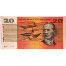AUSTRALIA 1967 . TWENTY 20 DOLLAR BANKNOTE . COOMBS/RANDALL . LAST PREFIX XBS